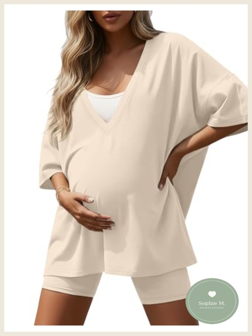 Maternity Lounge Set 2 Piece Cotton Spandex Nursing Oversized Sleepwear